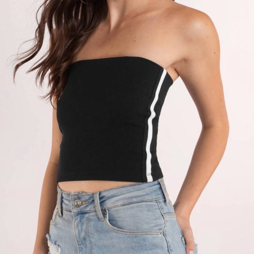 White striped black tube top
